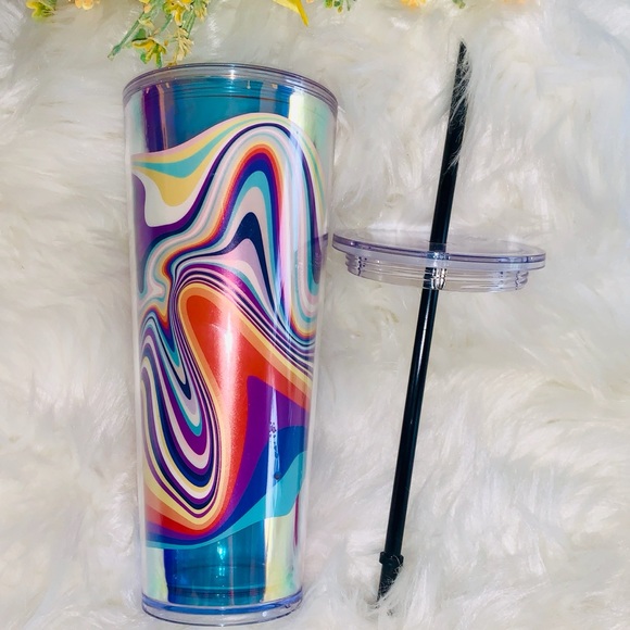 Starbucks 2pc Set Target Exclusive Rainbow Retro Swirl Wave Tumbler Cup & Tote - Picture 4 of 15